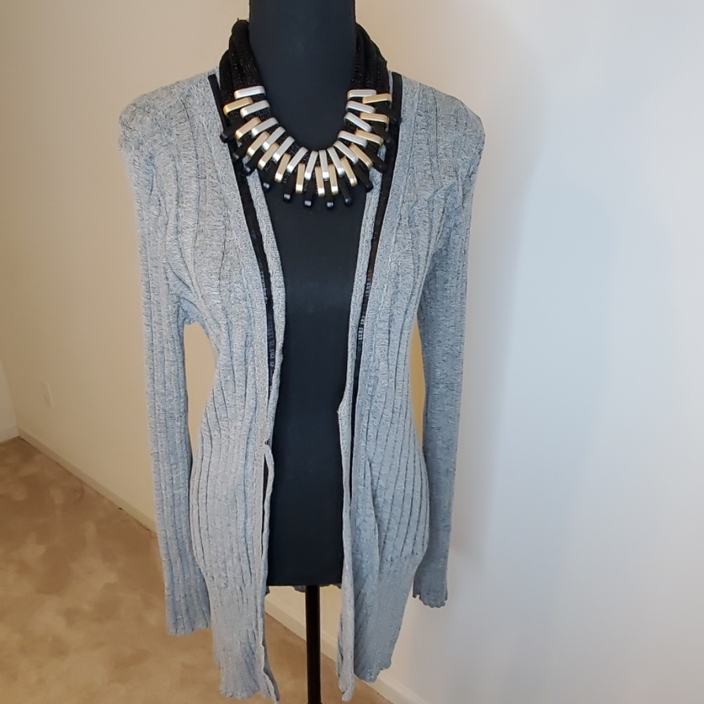 Vera Wang grey cardigan with black trimming